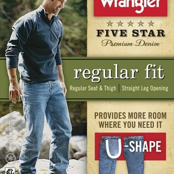 Wrangler Original Men's Jeans I Five Star Regular 100% Cotton Fit Jeans - Picture 2 of 12